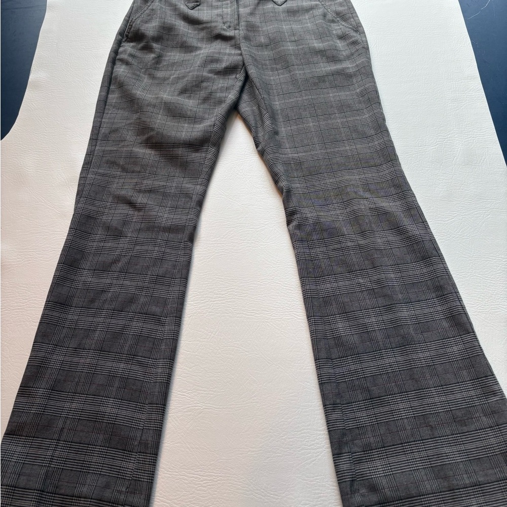 CAbi Black and Gray Plaid Pants